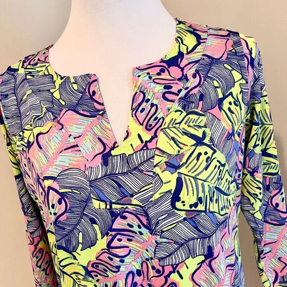 Caribbean Joe Floral V-Neck Dress S Palm Print - Picture 4 of 4